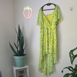 Lemon Print Yellow Dress
